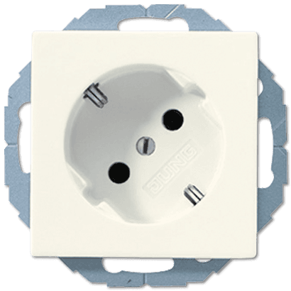 JUNG Штепсельная розетка SCHUKO 16A 250V~  угол наклона 45 ° слоновая кость A520-45KI