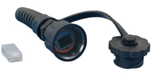Hyperline PLUG-IE-8P8C-P-C5-SH Промышленный разъем RJ-45 (8P8C) под витую пару, IP67, категория 5e, с защитной крышкой, экранированный (SH) 47307
