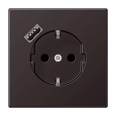 JUNG Розетка SCHUKO® с USB-зарядным устройством, тип А термопласт дарк AL1520-18AD-L