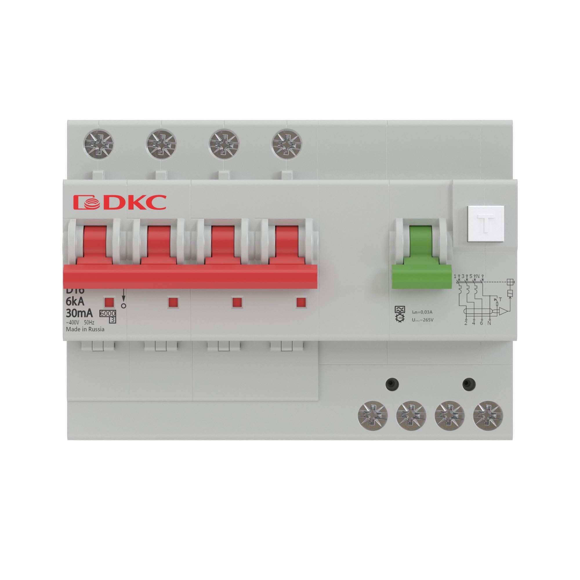DKC YON pro Автоматический выключатель дифференциального тока АВДТ MDV63 3P+N 20A C 10mA 6kA тип A MDV63-41C20-A — миниатюра 2