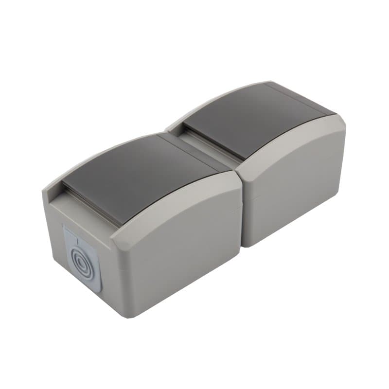 Kranz Блок вертикальный 2 розетки (керамика) INDUSTRIAL IP54 с заземлением, о/у, серый KR-78-0616