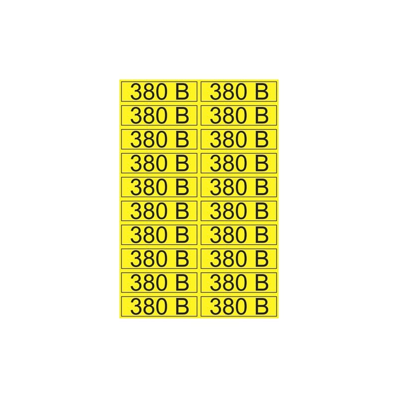 Наклейка знак электробезопасности «380 В» 15х50 мм (20шт на листе) Rexant 56-0008-1