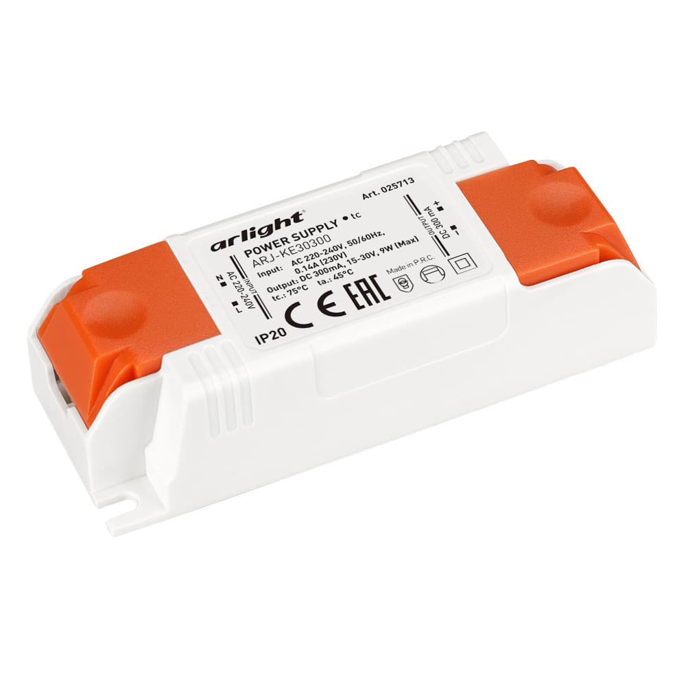 Arlight Блок питания ARJ-KE30300 (9W, 300mA) (IP20 Пластик, 5 лет) 025713 — миниатюра 1