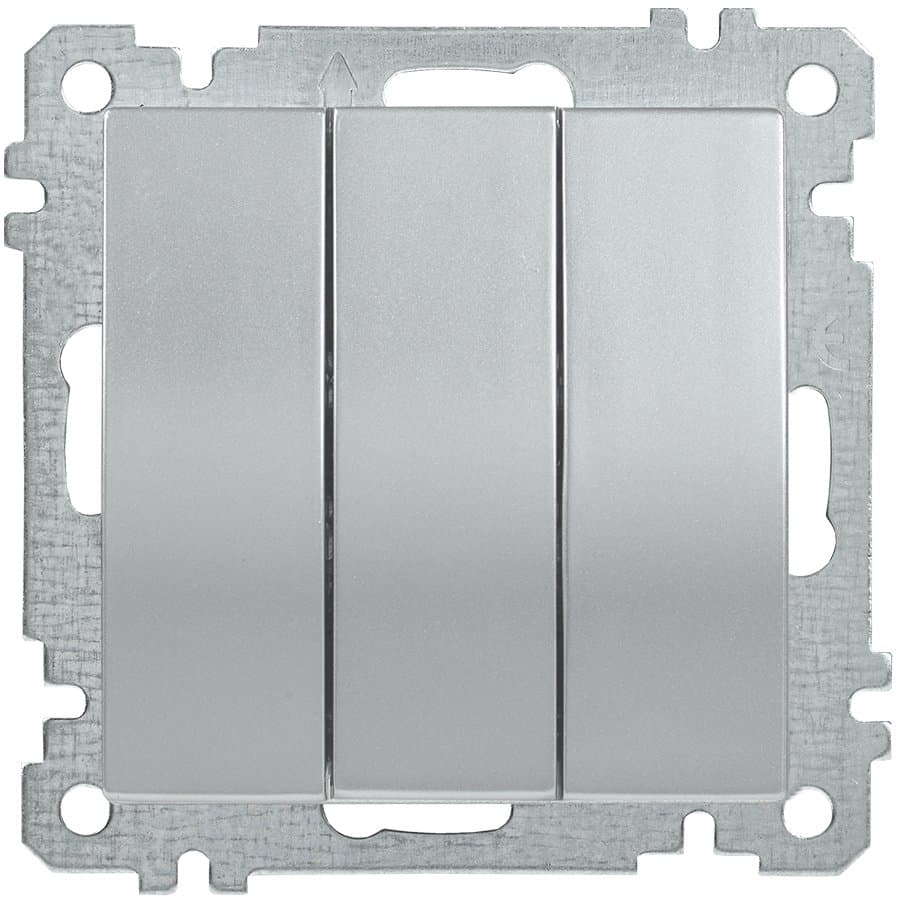 IEK ВС10-3-0-Б Выключатель трехклавишный 10А BOLERO серебрянный EVB30-K23-10