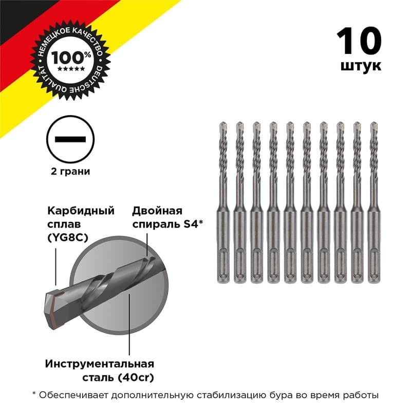 Kranz Бур по бетону 6x110 мм SDS PLUS (10 шт.) KR-91-0006-4