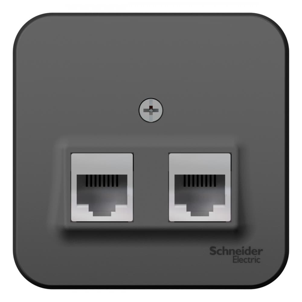 Systeme Electric Blanca наруж Антрацит Розетка 2-ая ТЛФ/комп, RJ45+RJ11, кат.5E, изолир. пластина