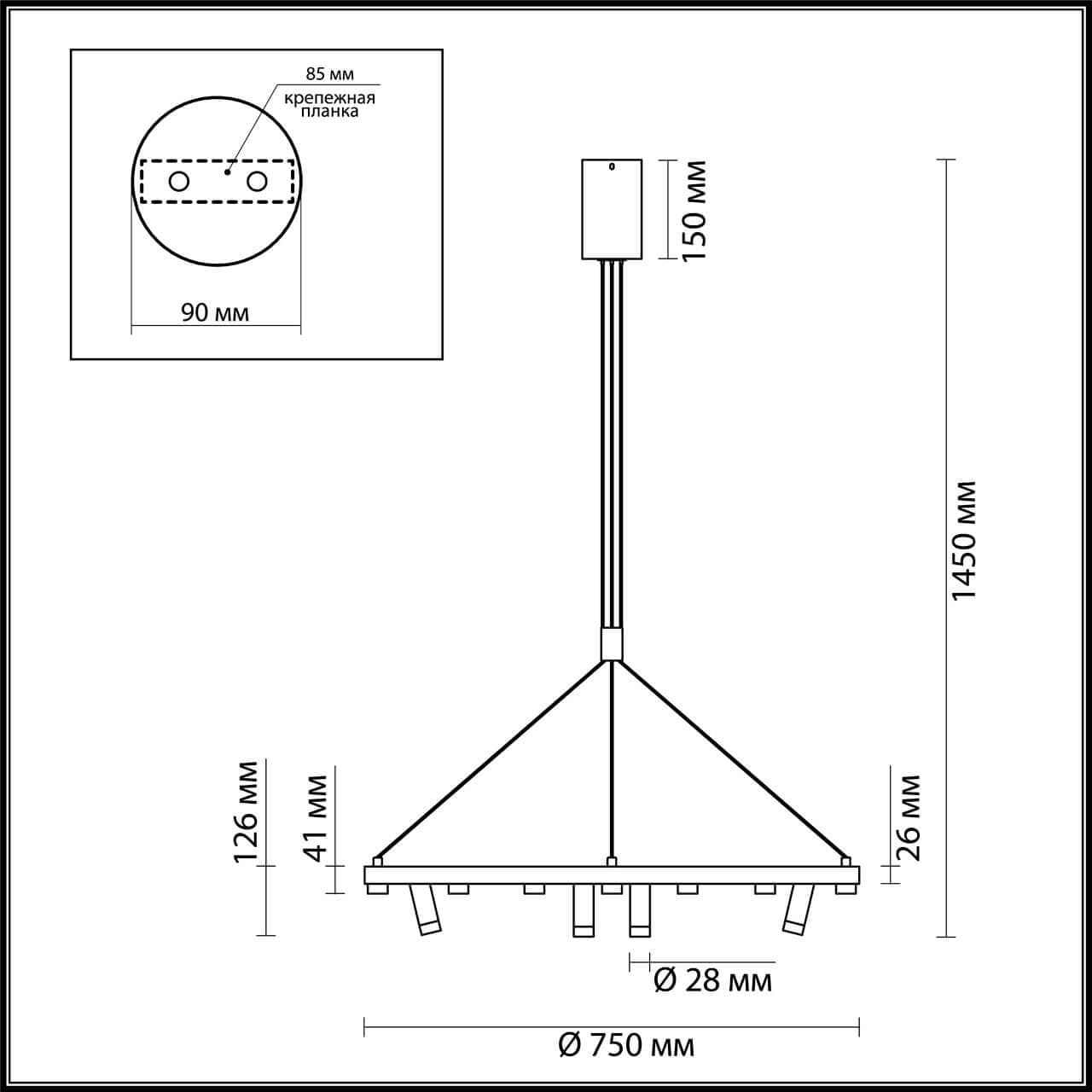 Odeon Light 3918/63L ODL20 38 черный/золотистый/металл Подвесной светильник LED 63W 4000K BEVEREN — миниатюра 4