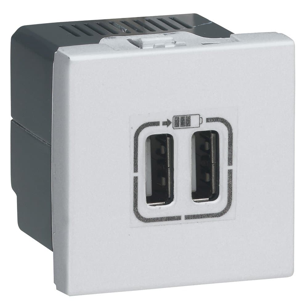 Legrand Mosaiс Розетка 2хUSB для зарядки - Программа Mosaic - 2 модуля - А+А - белая 278594L