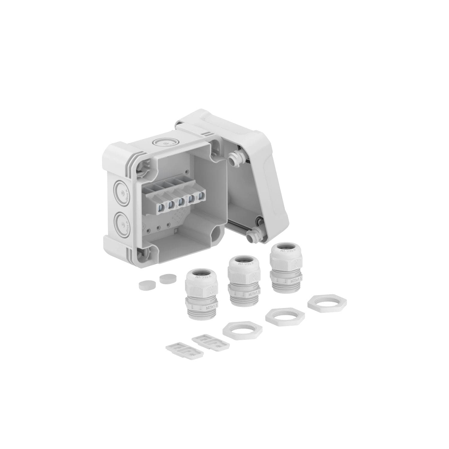 OBO Bettermann Распределительная коробка X04, IP 67, 114х114х78 мм, с клеммой и 3-я кабельными вводами V-TEC 2005224