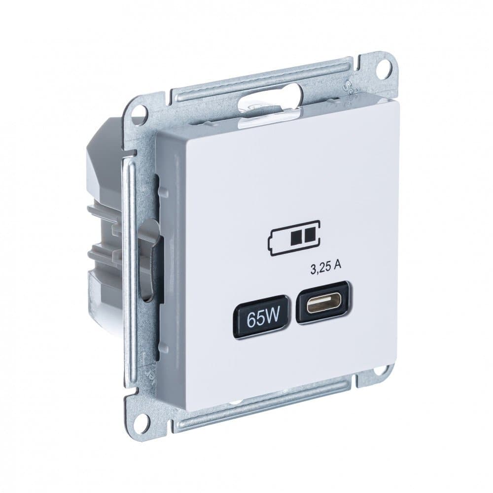 Systeme Electric AtlasDesign Белый USB Розетка тип-C 65W высокоскор.заряд. QC, PD, мех.