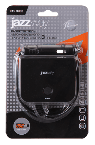 Jazzway Разветвитель автомобильный CAS-3USB (1 -> 3 + USB) .1018441 — миниатюра 3