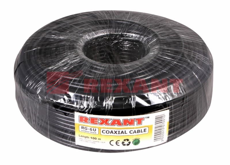 Кабель RG-6U, (64%), 75 Ом, 100м., OUTDOOR Rexant 01-2202 — миниатюра 2