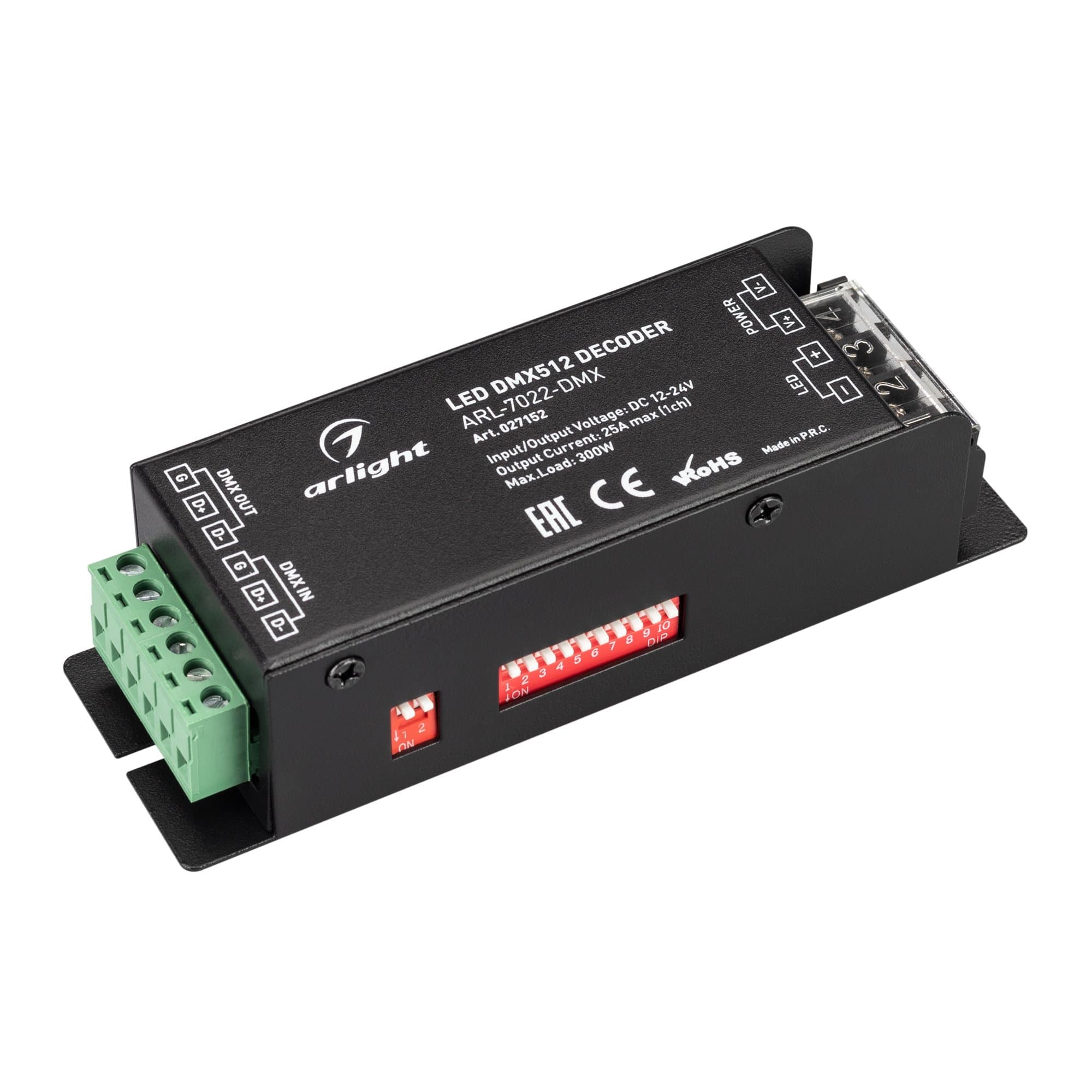 Arlight Декодер ARL-7022-DMX (12-24V, 1x25A, DMX512) (IP20 Металл, 3 года) 027152