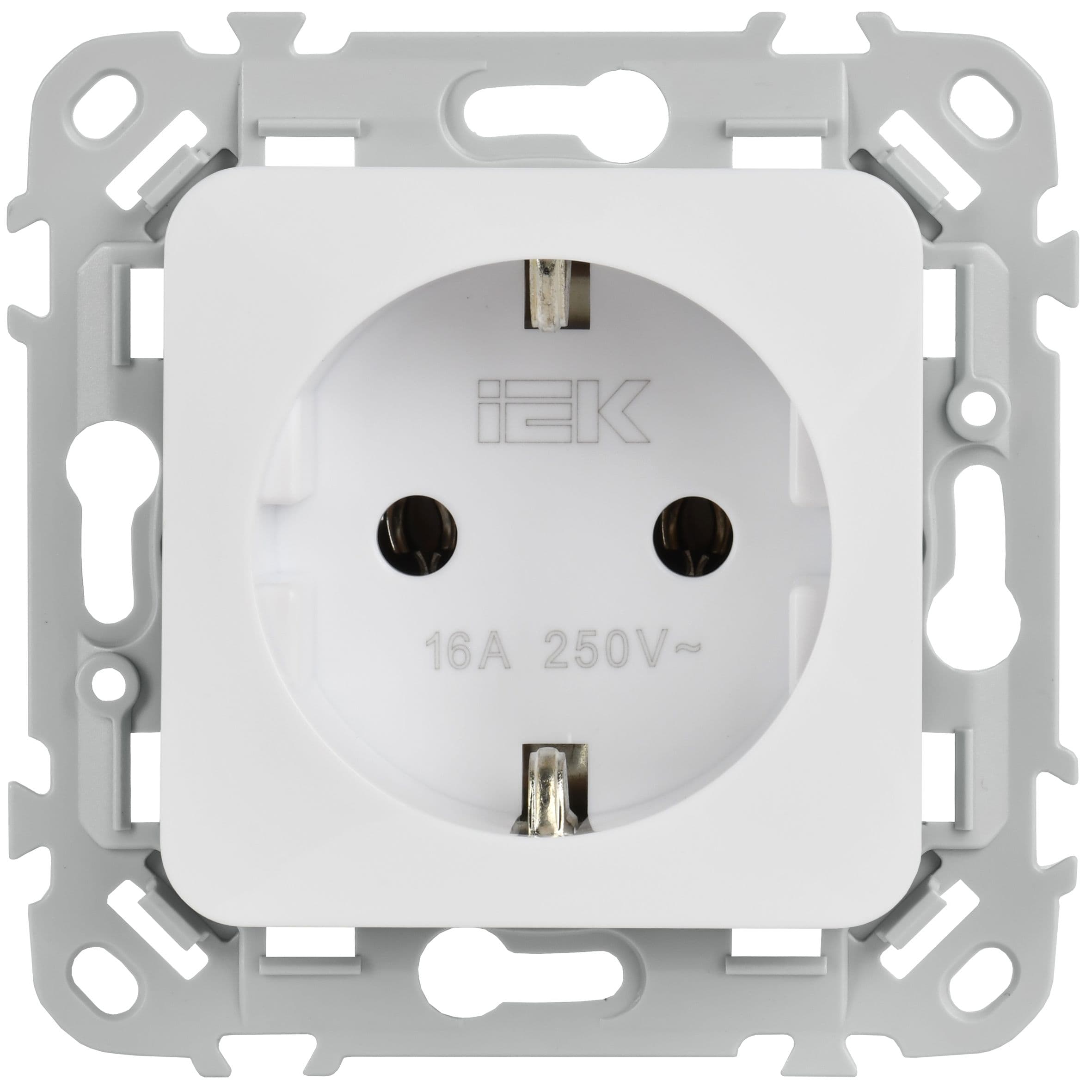 IEK FLITE Белый Розетка с заземлением без защитных шторок 16А — миниатюра 2