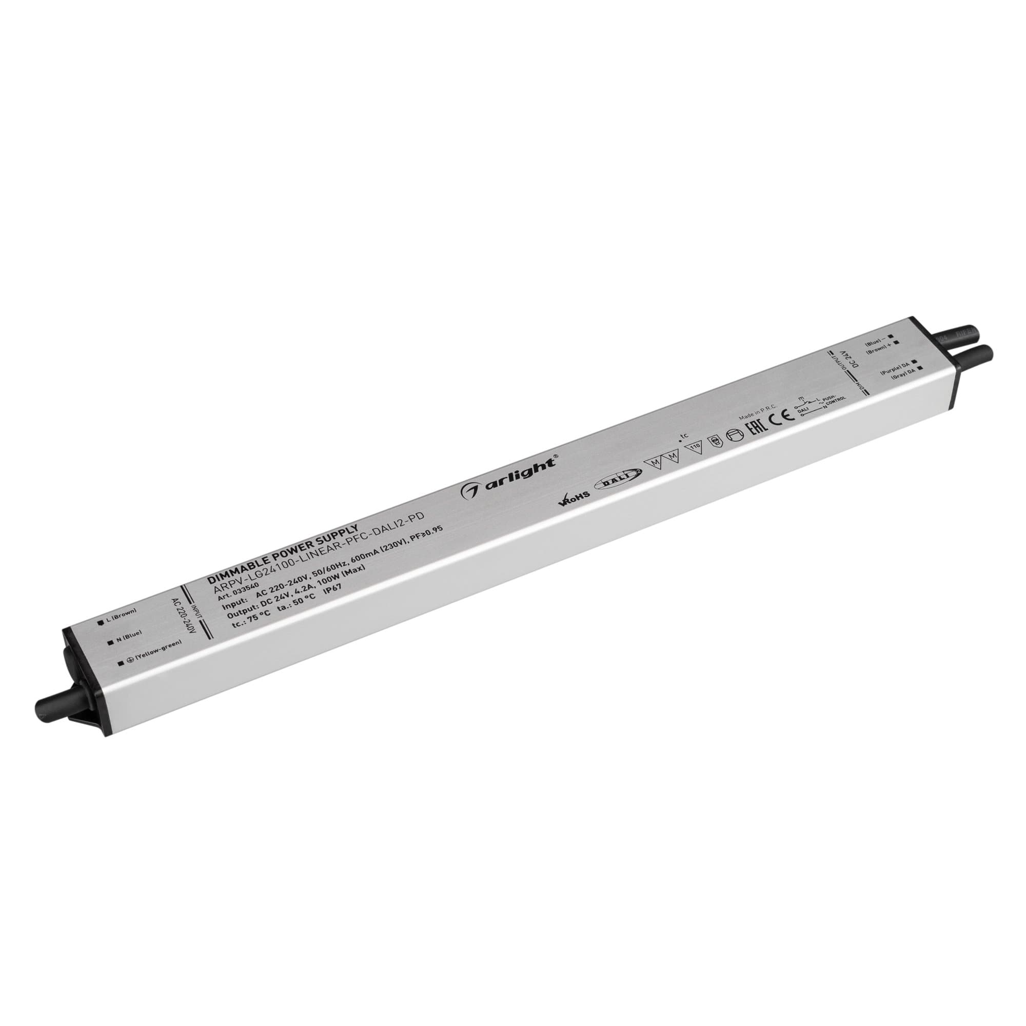 Arlight Блок питания ARPV-LG24100-LINEAR-PFC-DALI2-PD (24V, 4.2A, 100W) (IP67 Металл, 5 лет) 033540 — миниатюра 1