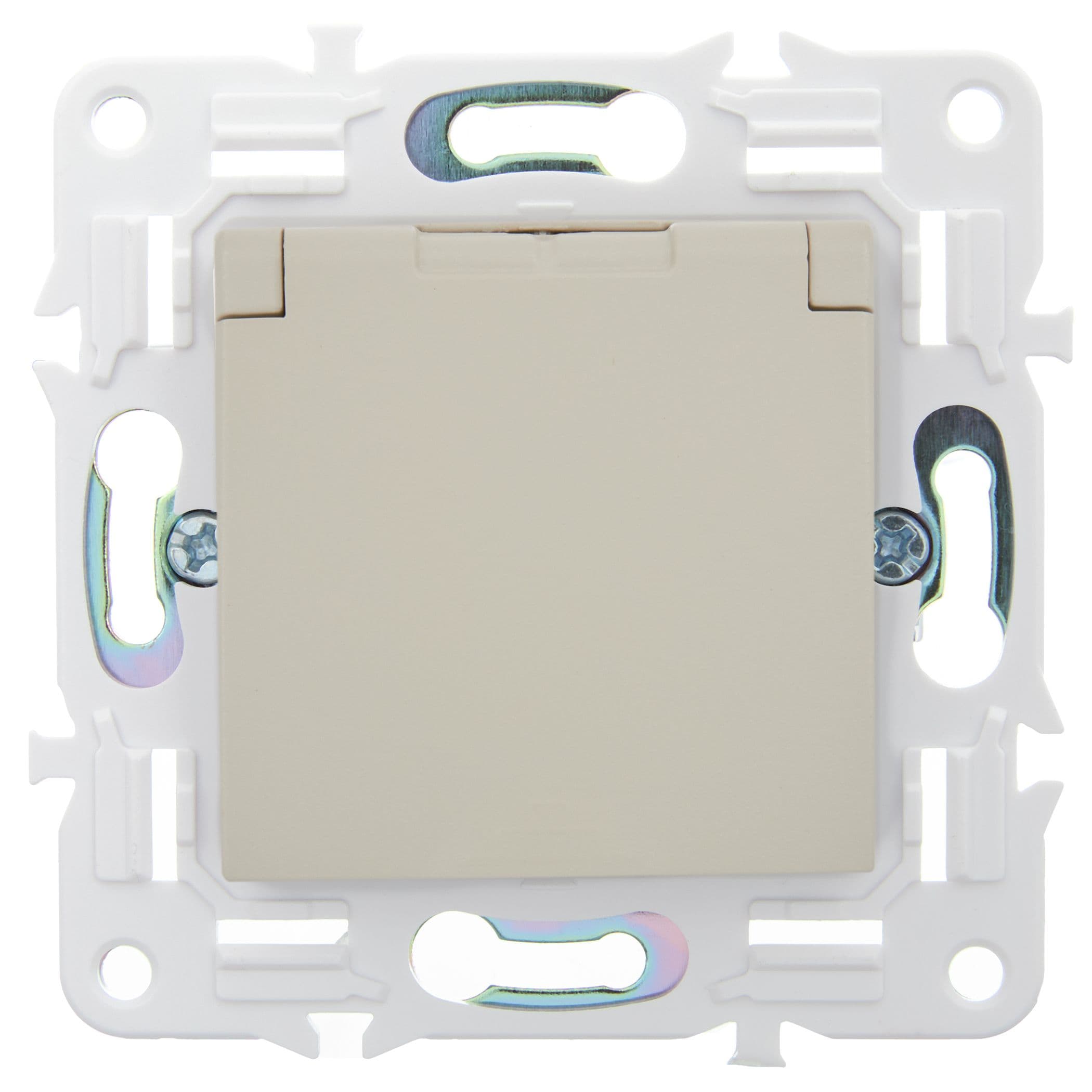 IEK SKANDY Бежевый Розетка с/з с защитными шторками и крышкой 16А IP44 SK-R11B — миниатюра 2