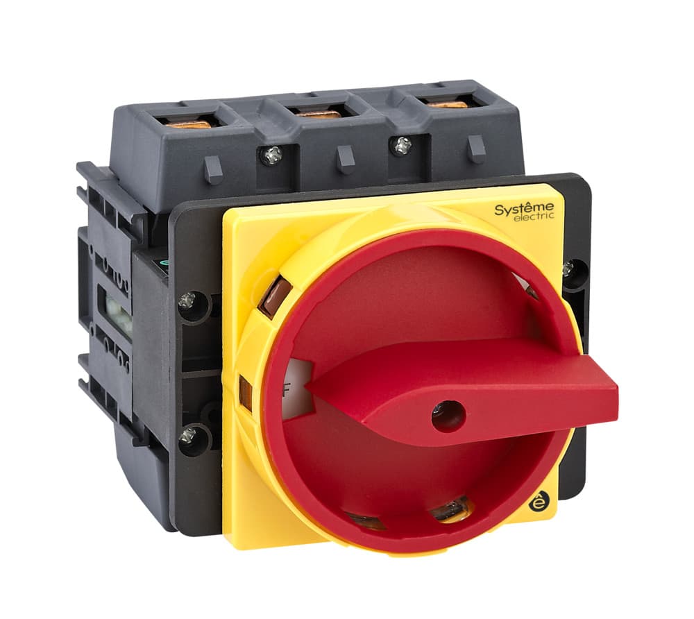 Systeme Electric Выключатель-разъединитель 3P 125A IP20 с красной рукояткой на дверцу 4 винтами с замком