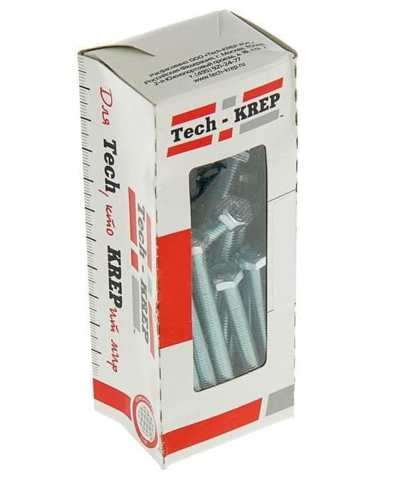 Tech-Krep Болт DIN933 с шестигранной головкой оцинк. М6х80 (40 шт) - коробка с ок. Tech-Kr 126504 — миниатюра 1