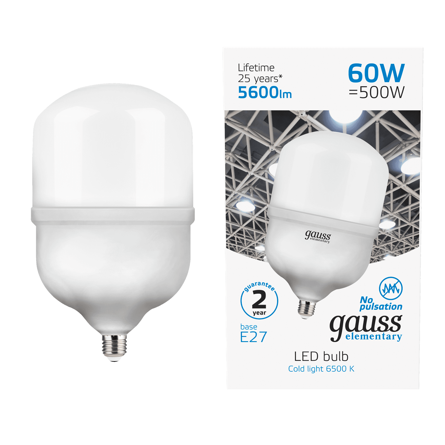 Gauss Лампа Elementary T160 60W 5600lm 6500K E27 LED 63236 — миниатюра 7