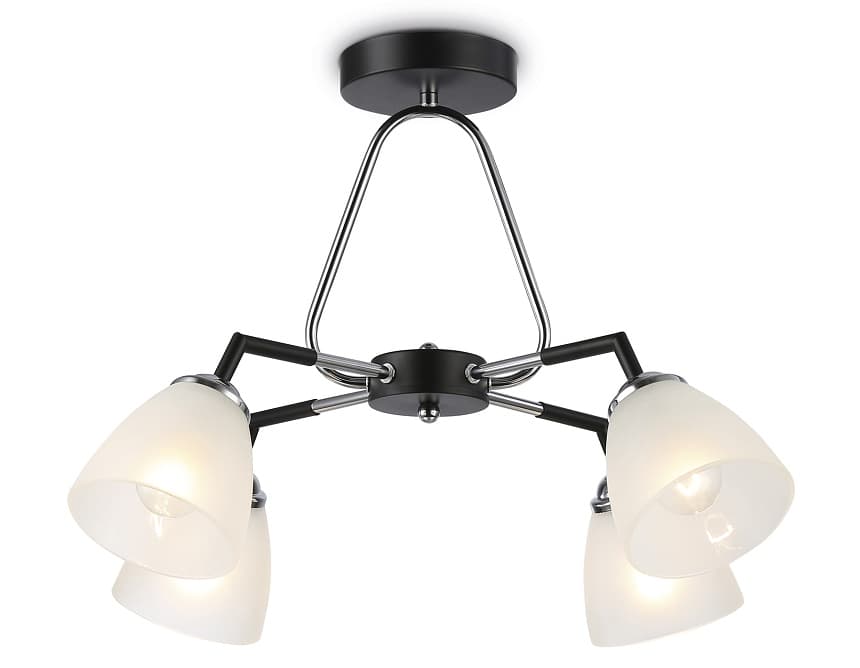 Ambrella Светильник подвесной TR303293/4 BK/CH/FR черный/хром/белый матовый E27*4 max 60W D590*380