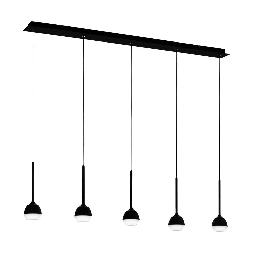 Eglo NUCETTO Подвес светодиодный димм, 5х4,5W(LED), L1170, B100, H1500, 5х530lm, сталь, черный/пластик, прозрачный 39712