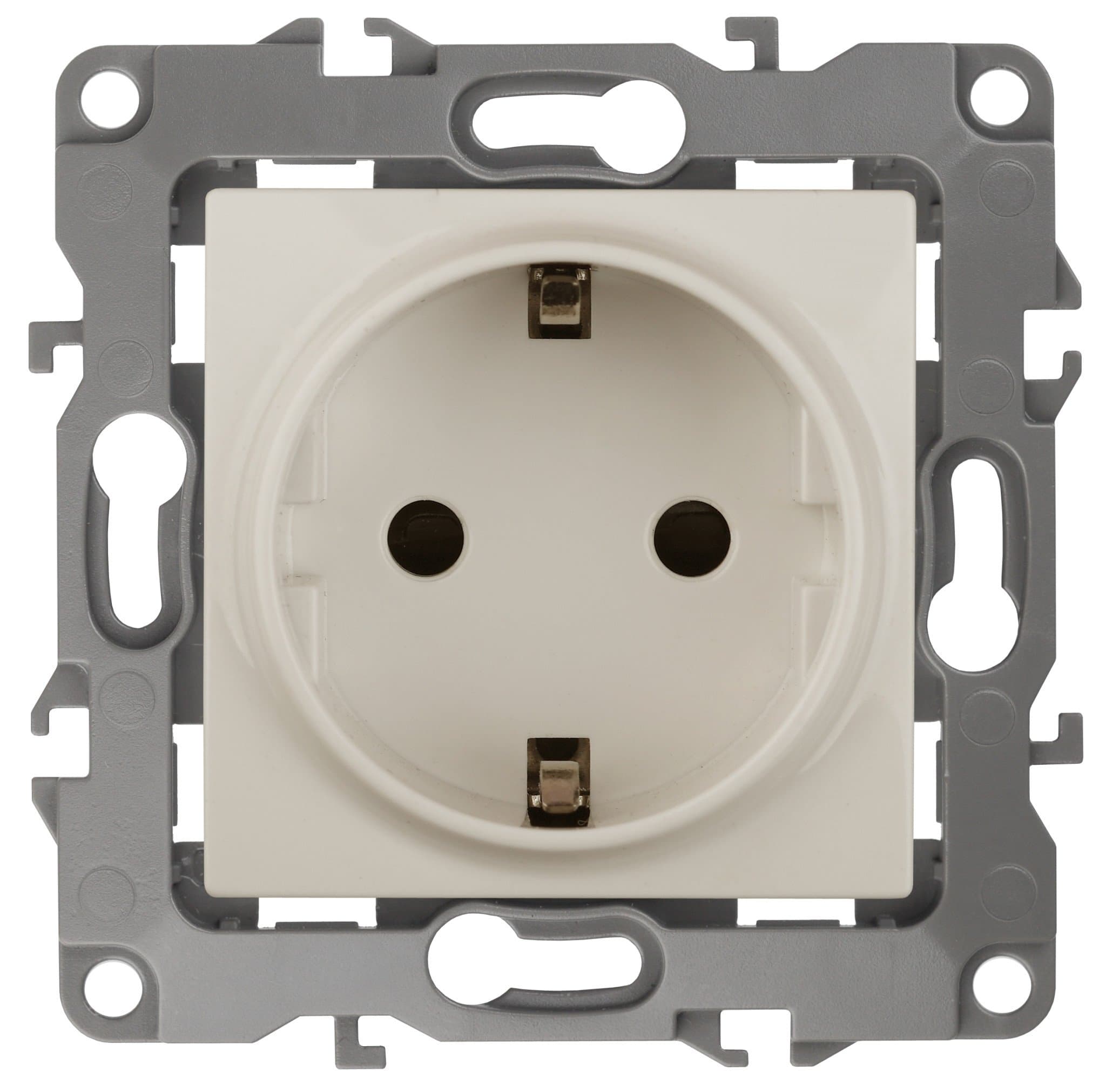 ЭРА 12-2111-02 Розетка 2P+E Schuko, 16A-250В, IP20, винт, 12, Слоновая кость