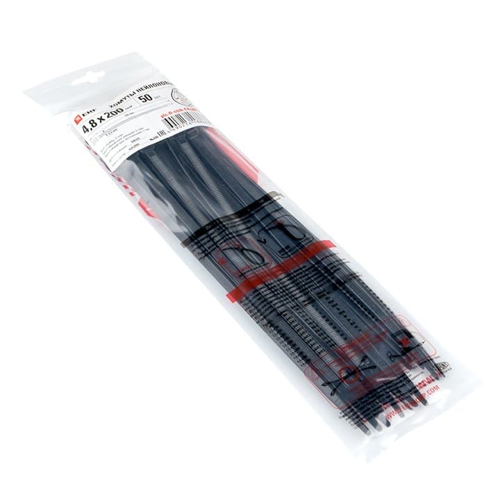 EKF PROxima Хомут P6.6 стандартный (ч), 4.8x200 (50шт) FlexLock — миниатюра 2