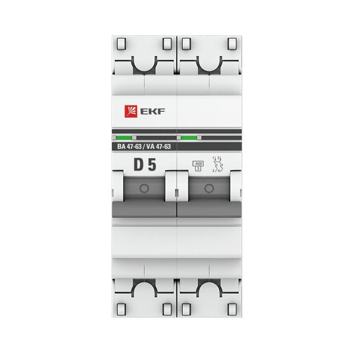 EKF PROxima ВА 47-63 Автоматический выключатель (D) 2P 5А 4,5kA mcb4763-2-05D-pro — миниатюра 3