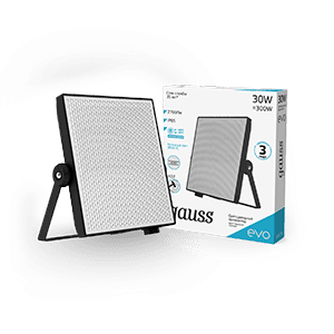 Gauss Прожектор EVO 30W 2700lm 6500K 100-240V IP65 черный LED 687511330