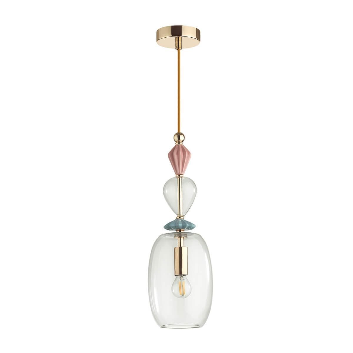 Odeon Light 4855/1B CLASSIC ODL_EX21 золото/раноцветн./керамика/стекло Подвес E14 1*40W BIZET