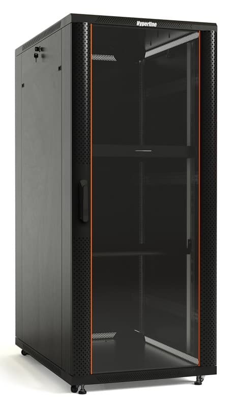 Hyperline TTB-4781-DD-RAL9004 Шкаф напольный 19-дюймовый, 47U, 2277x800х1000 мм (ВхШхГ), передняя и задняя распашные перфорированные двери (75%), ручк 392700
