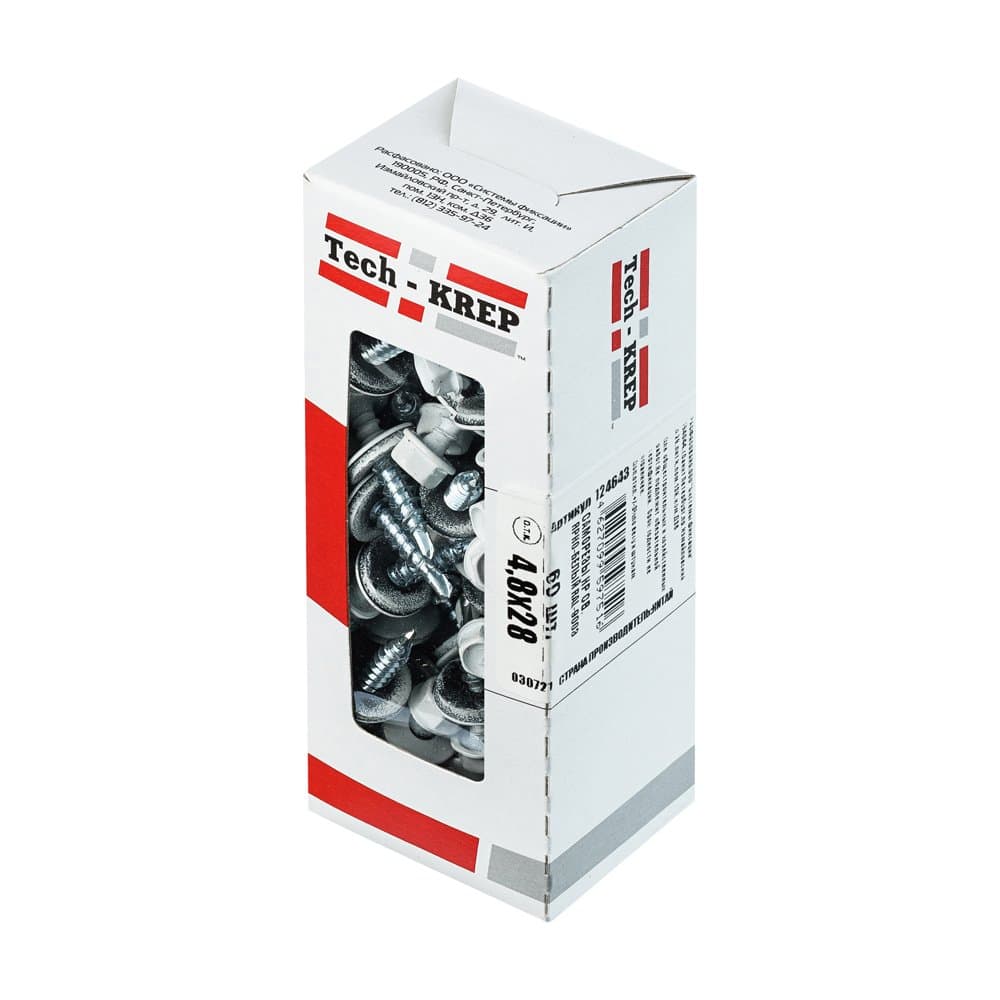 Tech-Krep Саморез КР св. 4,8х28 RAL-9003 (ярко-белый) (60 шт) - коробка с ок. 124643