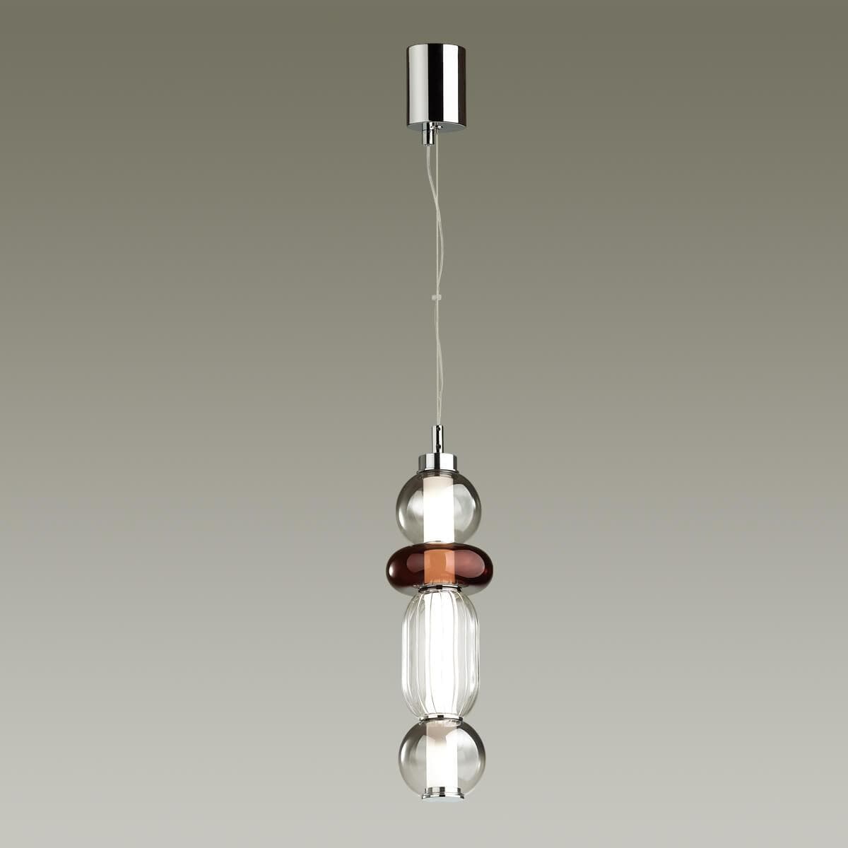 Odeon Light 4826/18L PENDANT ODL21 007 Хром/дымчатый/бордо/прозрачный Подвес LED 18W BEANS — миниатюра 3