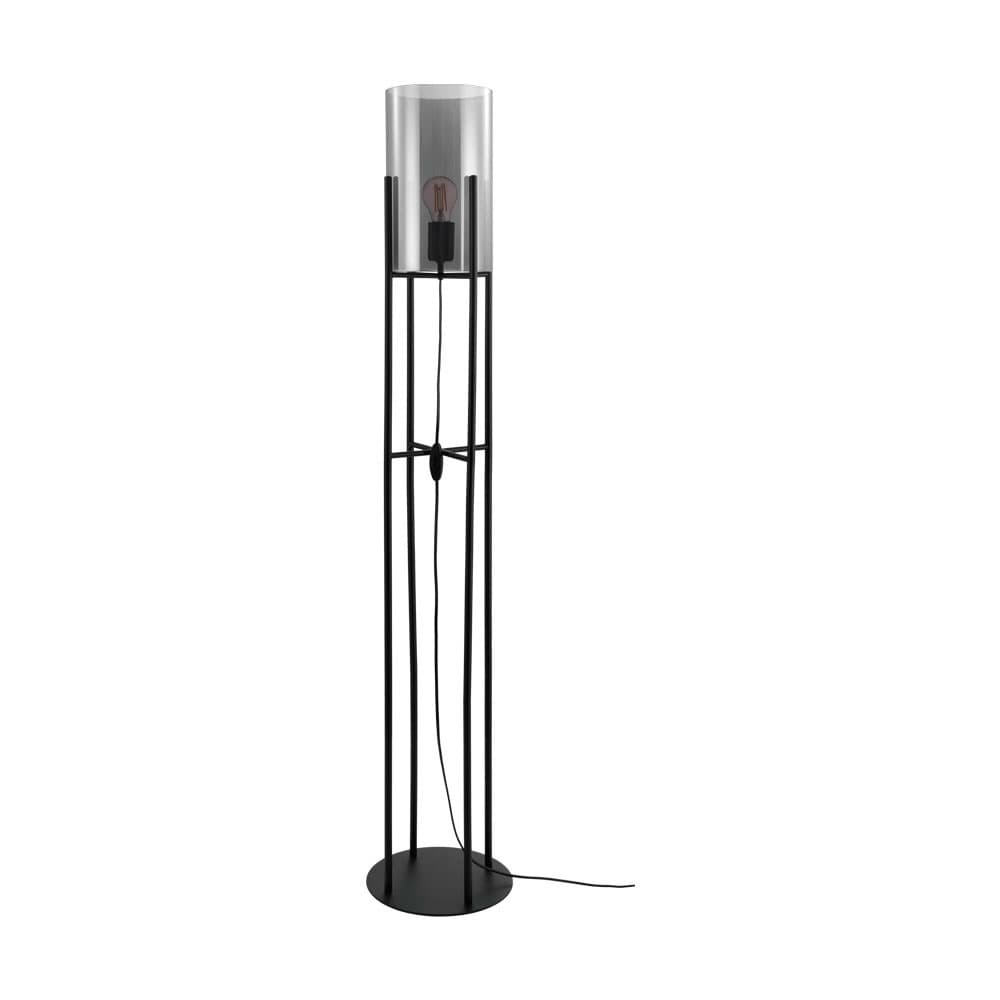 Eglo 43142 Торшер GLASTONBURY, 1х60W(E27), 250, H1360, сталь, черный/ стекло с напылением, черный-прозрачный