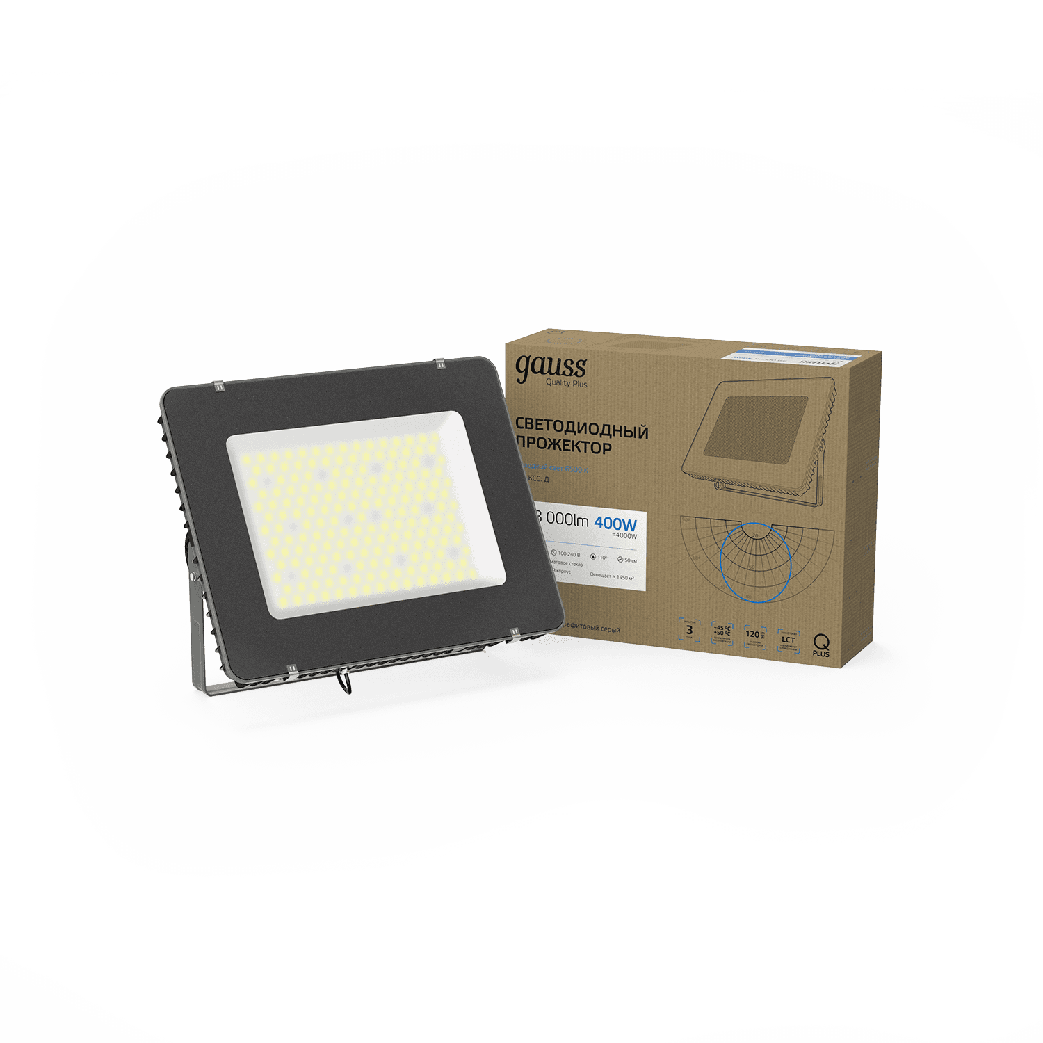 Gauss Прожектор Qplus 400W 48000lm 6500K 175-265V IP65 графитовый LED 690511400 — миниатюра 6