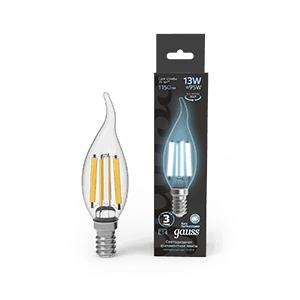 Gauss Лампа Filament Свеча на ветру 13W 1150lm 4100К Е14 LED 1/10/50 104801213