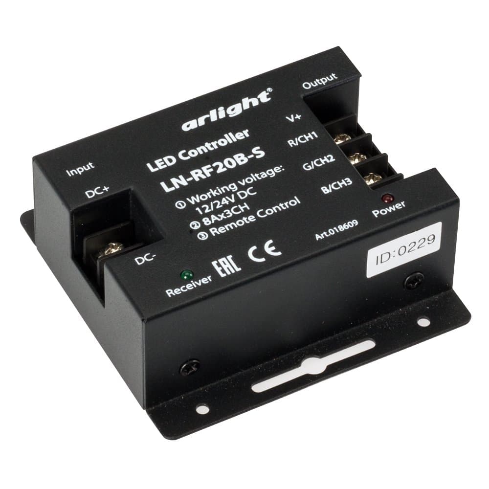 Arlight Контроллер LN-RF20B-S (12-24V, 288-576W, ПДУ 20кн) (IP20 Металл, 1 год) 018609 — миниатюра 3