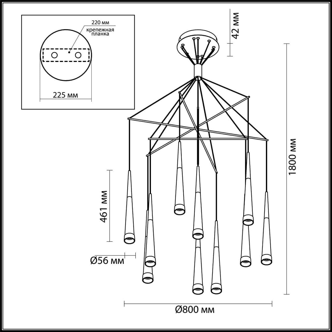 Odeon Light 3891/70LG ODL20 37  золотистый /металл Подвесной светильник LED 3000K 70W 220V VIVAT — миниатюра 3