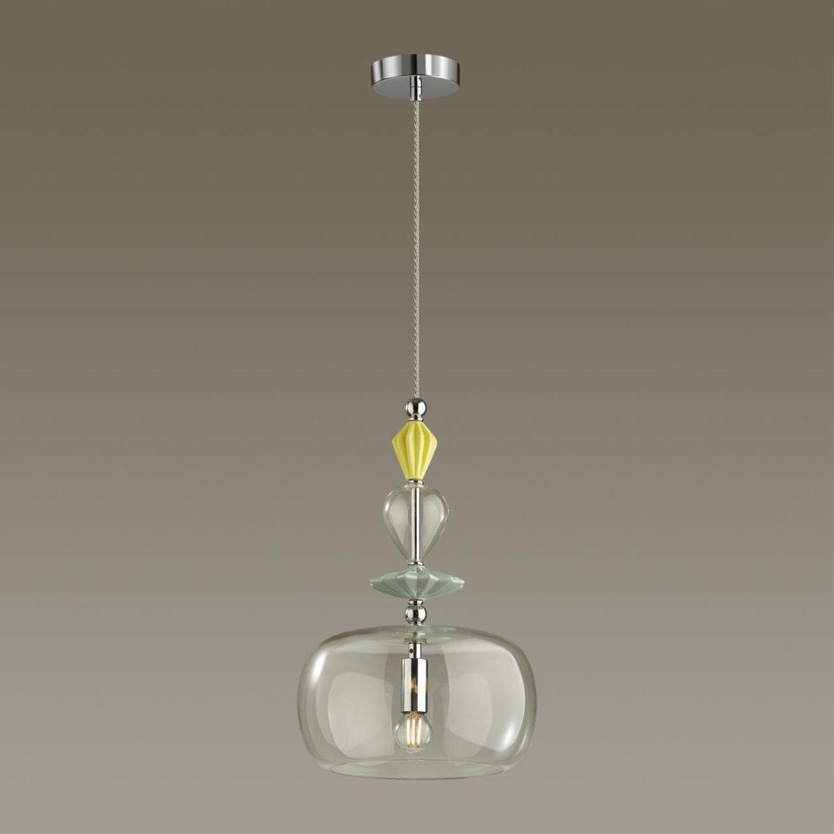 Odeon Light 4893/1A CLASSIC ODL_EX22 35 хром/раноцветн./керамика/стекло Подвес E14 1*40W 4893/1A BIZET — миниатюра 4