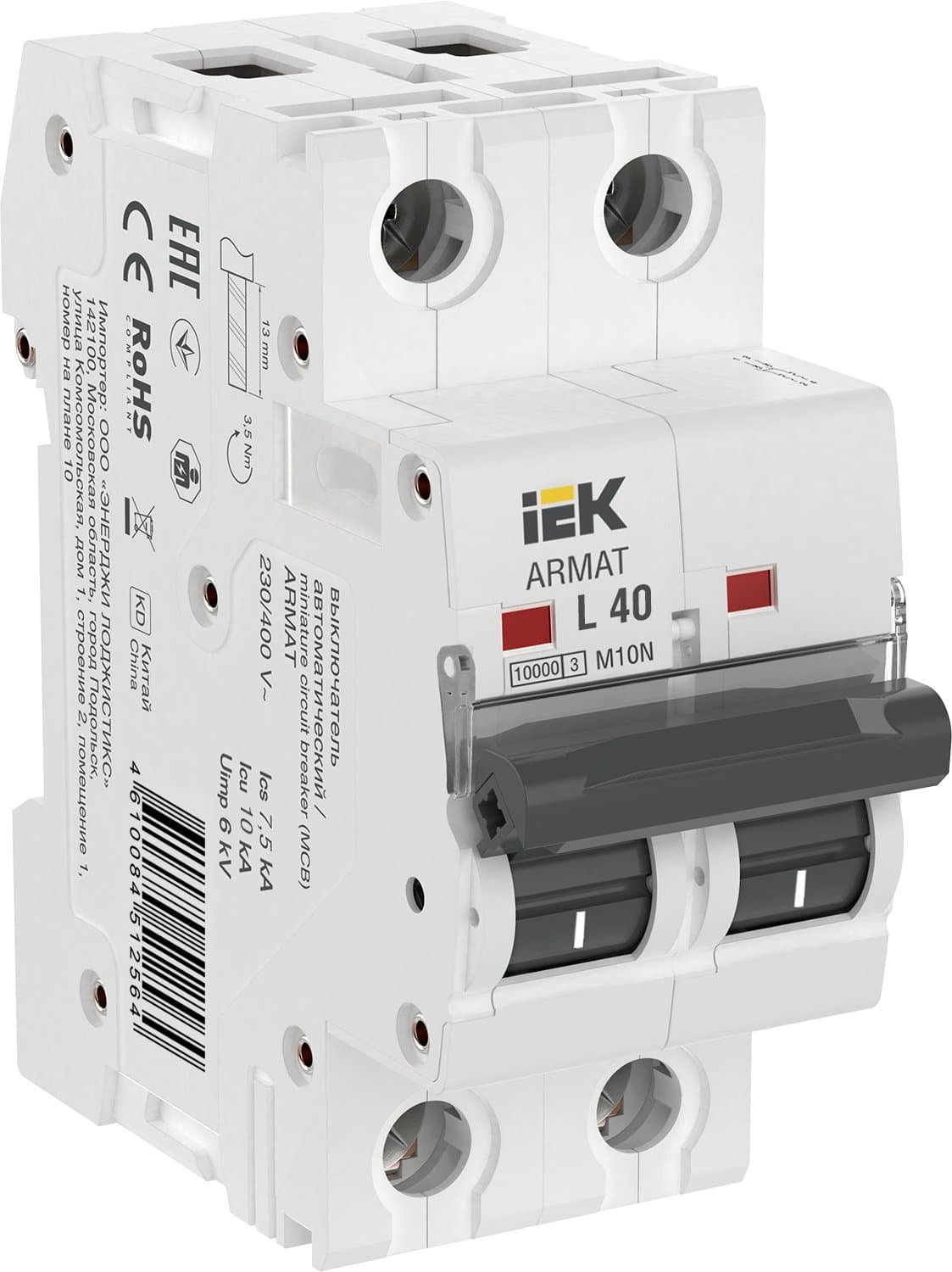 IEK ARMAT Автоматический выключатель M10N 2P L 40А AR-M10N-2-L040