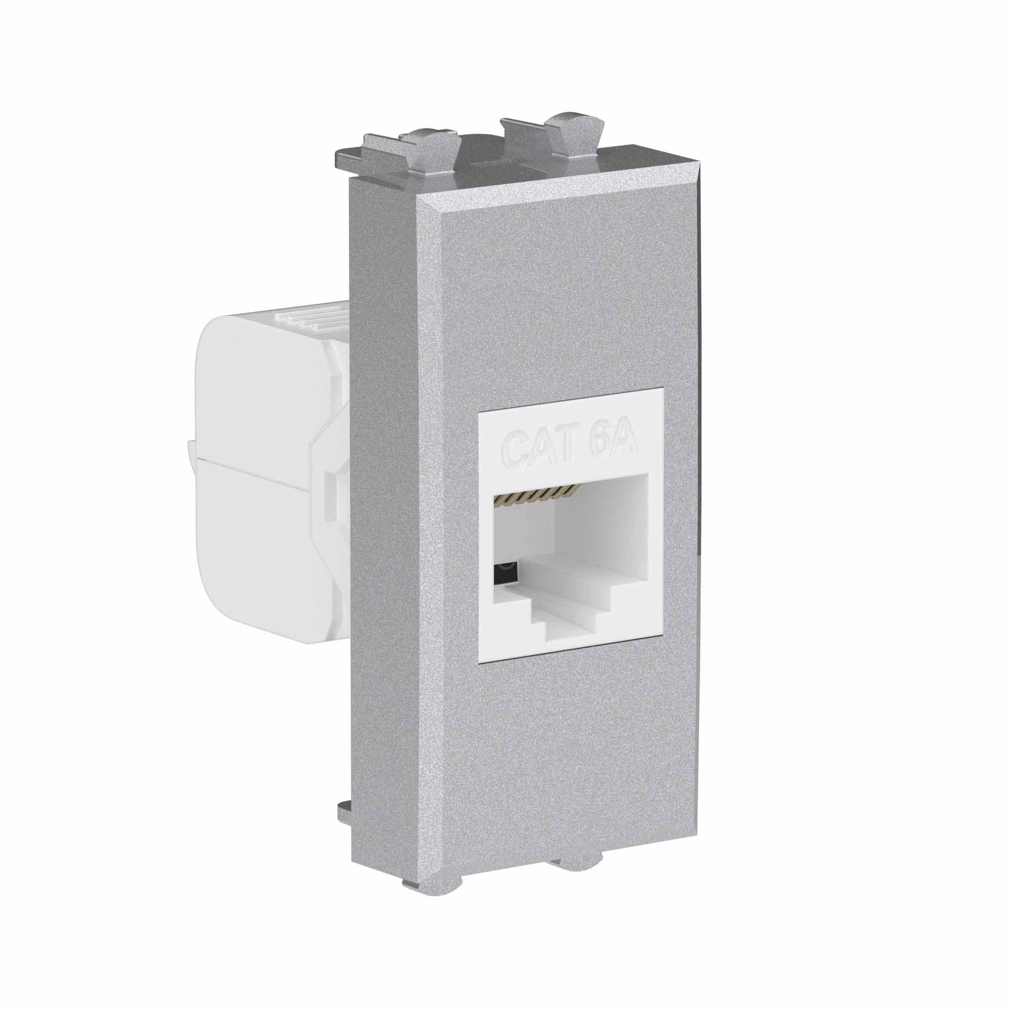 DKC Компьютерная розетка RJ-45 без шторки модульная, кат.6А, "Avanti", "Закаленная сталь", 1 модуль — миниатюра 2