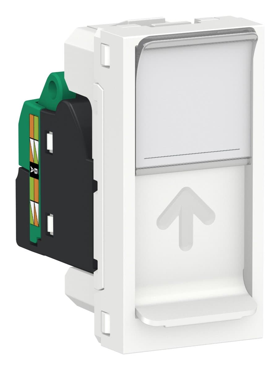 SE Unica Modular Бел Розетка компьютерная, RJ45, одиночная кат. 5е STP, 1 модуль NU341218 — миниатюра 2