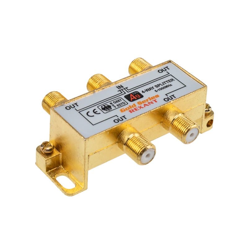 Делитель ТВ х 4 + 5шт. F "BOX" 5-1000 МГц "GOLD" Rexant 05-6103-1 — миниатюра 1