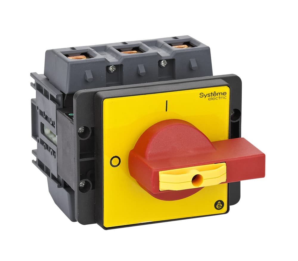 Systeme Electric Выключатель-разъединитель 3P 175A IP20 с красной рукояткой на дверцу 4 винта 1 замок