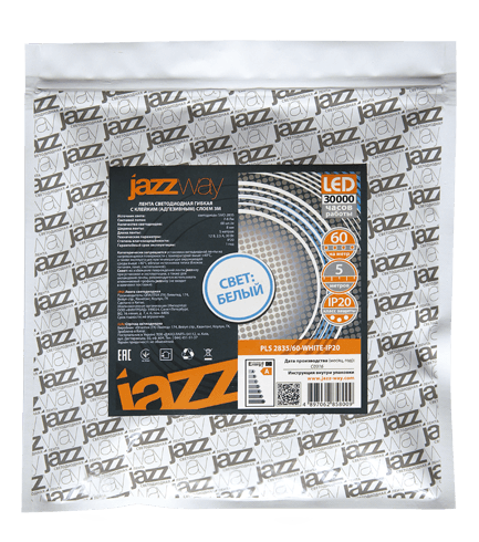 Jazzway Лента PLS 2835/ 60-12V  W IP65 5m (белый свет) .2859013 — миниатюра 2