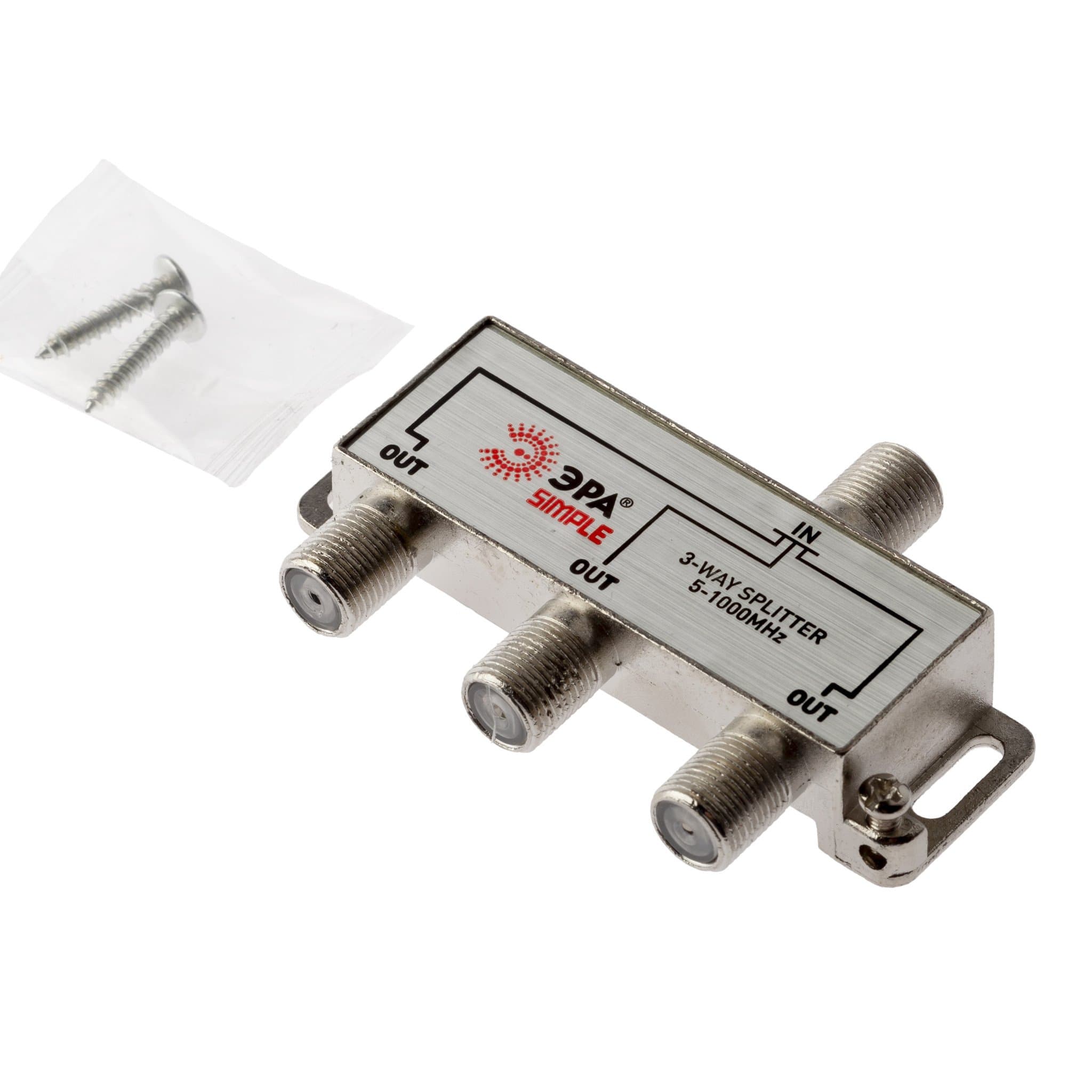 ЭРА DS-F-02 ДЕЛИТЕЛЬ ТВ х 3под F разъём 5-1000 МГц, simple (10/200/6000)