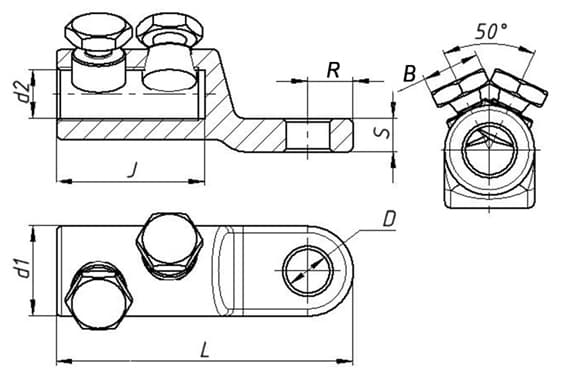 ЗЭТАРУС Наконечник болтовой 2НБВ-2-005 (70-120) ЗЭТАРУС zeta10554