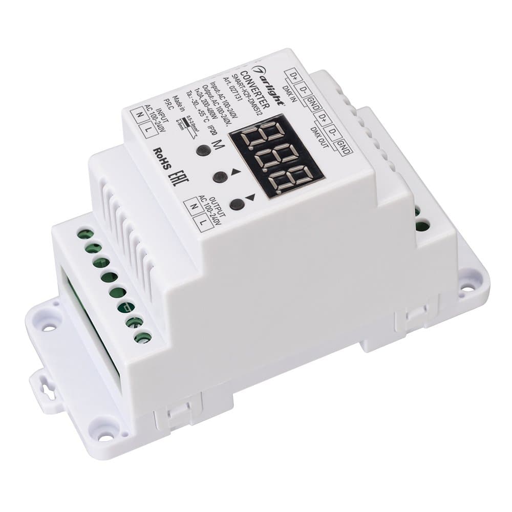 Arlight Конвертер SMART-K29-DMX512 (230V, 1x2A, TRIAC, DIN) (IP20 Пластик, 5 лет) 027131 — миниатюра 1