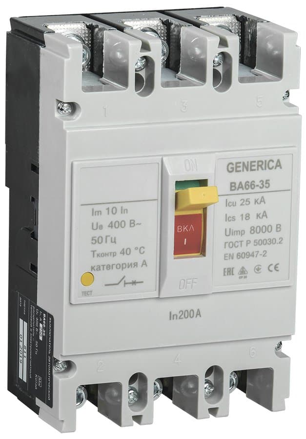 IEK GENERICA Выключатель автоматический ВА66-35 3Р 200А 25кА GENERICA SAV30-3-0200-G