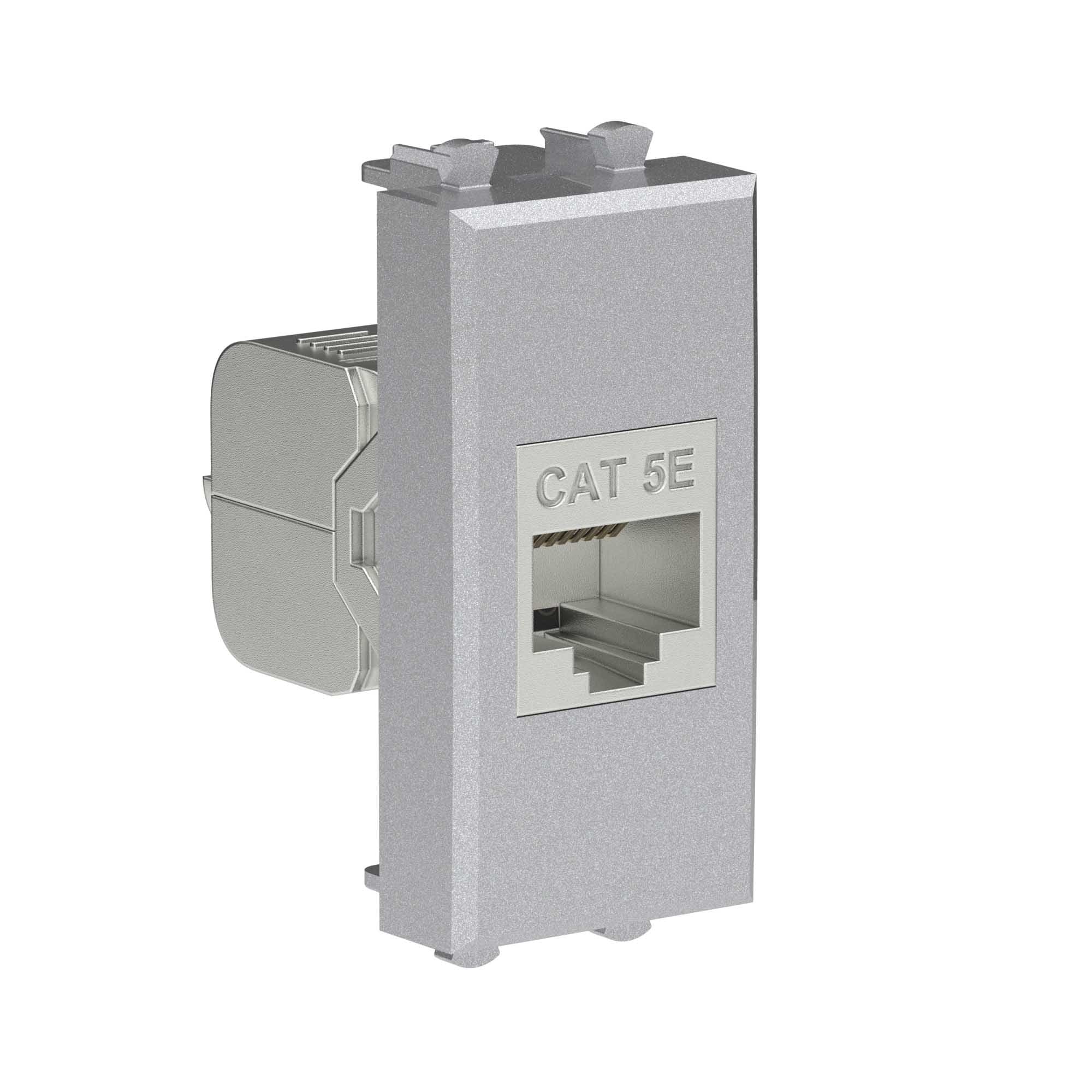 DKC Компьютерная розетка RJ-45 без шторки модульная, кат.5е экранированная, "Avanti", "Закаленная сталь", 1 модуль — миниатюра 2